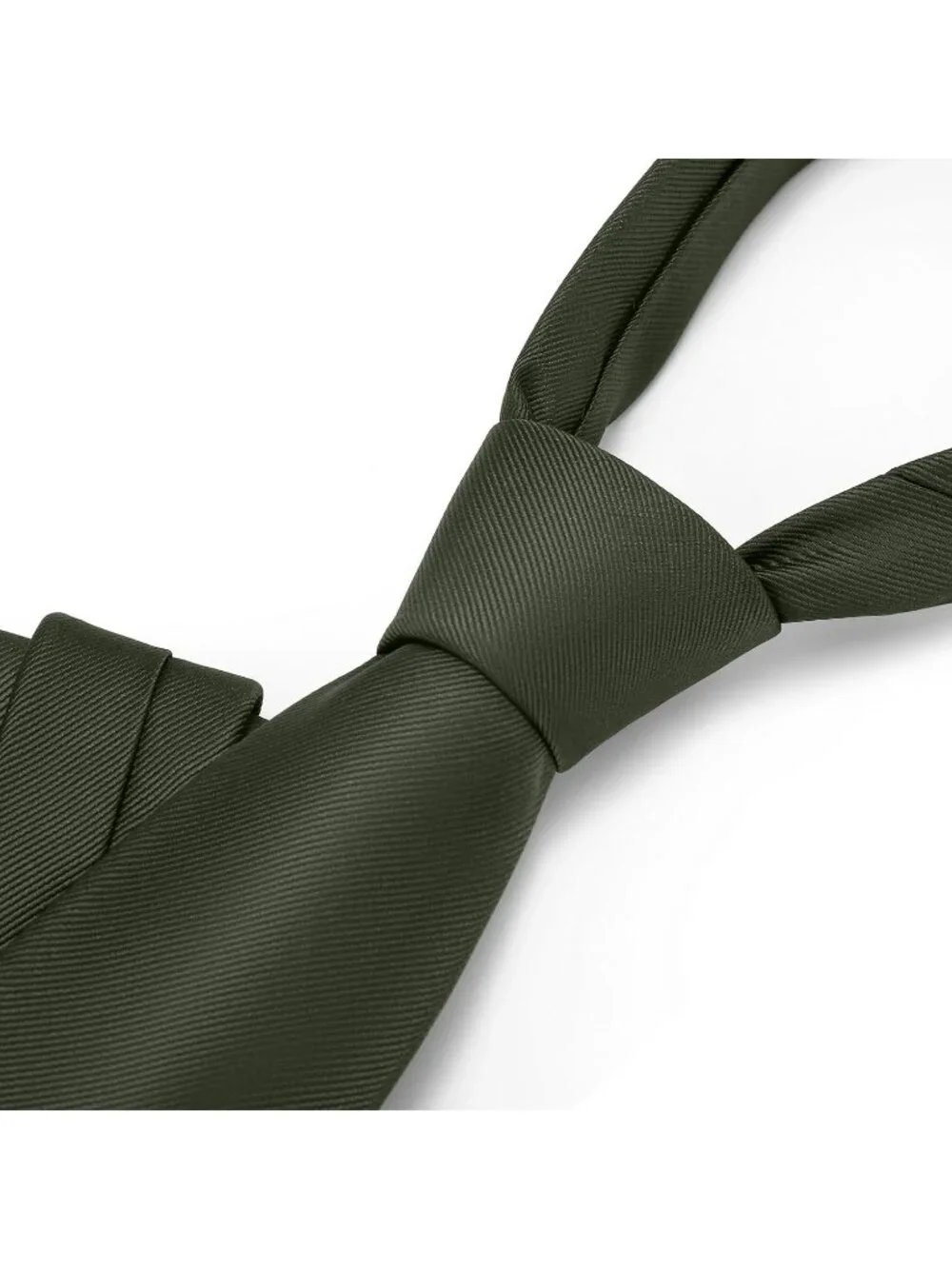 Men's Olive Green Twill Diagonal Textured Silk Formal Necktie For Business Dress